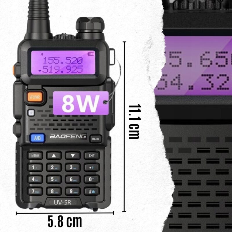 KRÓTKOFALÓWKA BAOFENG UV-5R 8W PMR FM WALKIE TAKIE RADIOTELEFON+SŁUCHAWKA - obrazek 2