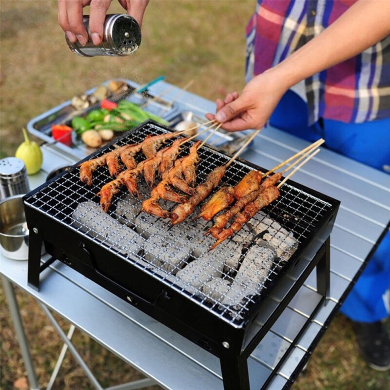 PRZENOŚNY GRILL SKŁADANY WĘGLOWY TURYSTYCZNY Z UCHWYTEM - obrazek 4