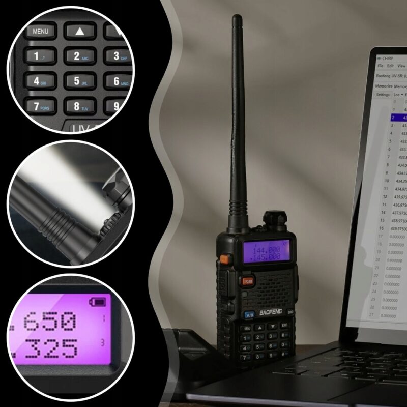 KRÓTKOFALÓWKA BAOFENG UV-5R 8W PMR FM WALKIE TAKIE RADIOTELEFON+SŁUCHAWKA - obrazek 4