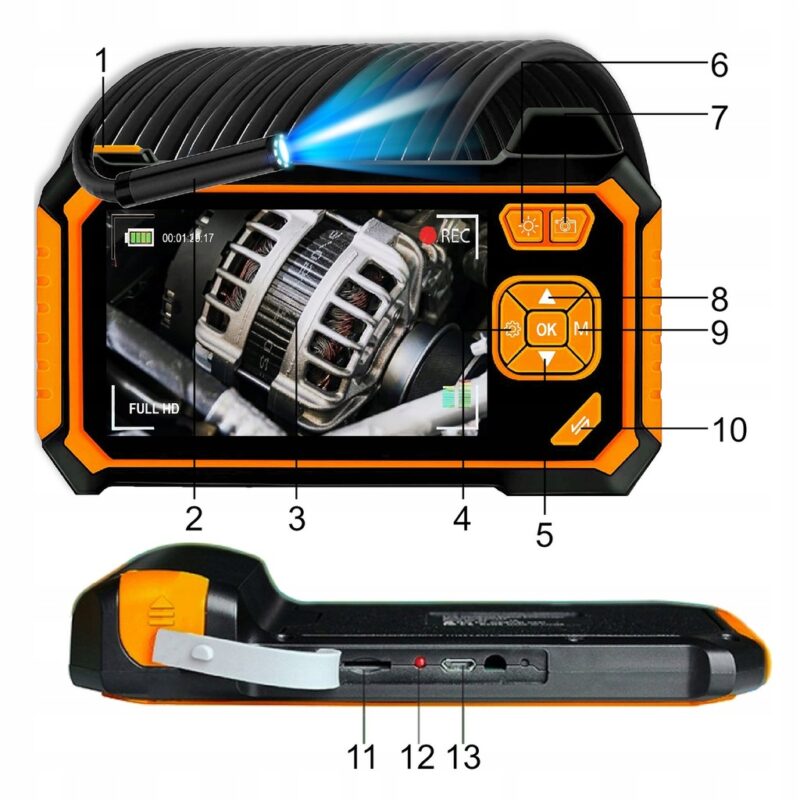 KAMERA INSPEKCYJNA WARSZTATOWA  4,3'' ENDOSKOP 5M  8 LED FULL HD - obrazek 3
