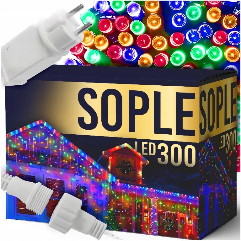 LAMPKI SOPLE LED 300 MULTICOLOR WISZĄCE 15M FLASH