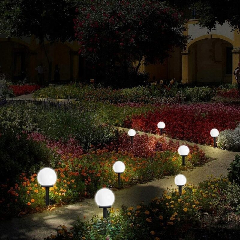 LAMPA SOLARNA KULA WBIJANA ZIMNA BIEL - obrazek 3