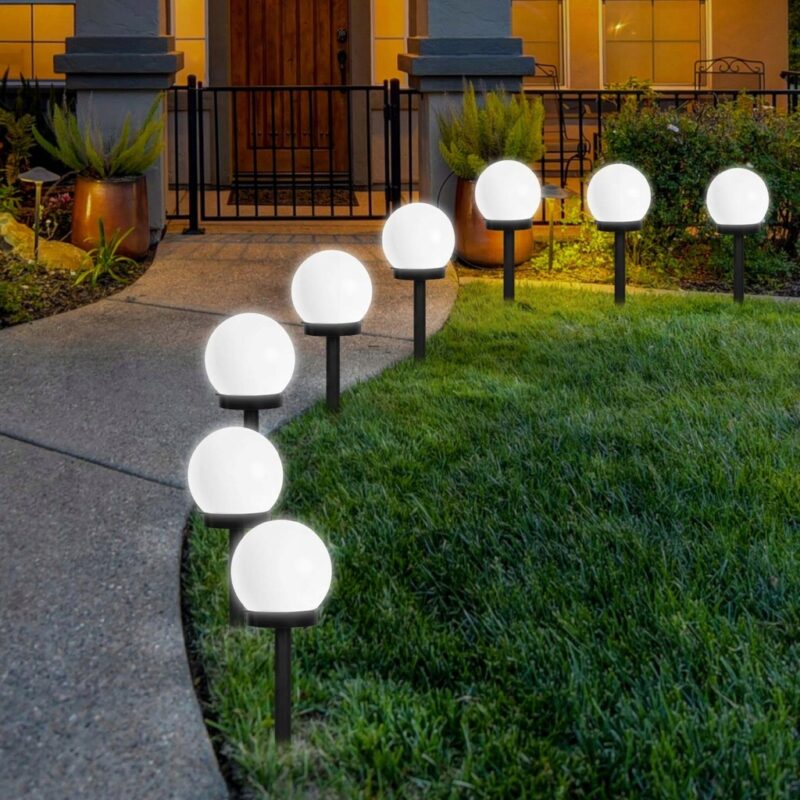 LAMPA SOLARNA KULA WBIJANA ZIMNA BIEL - obrazek 4
