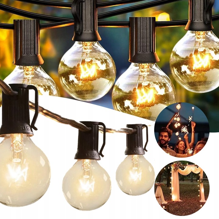 GIRLANDA WISZĄCA OGRODOWA 30M LAMPKI LED 30 ŻARÓWEK