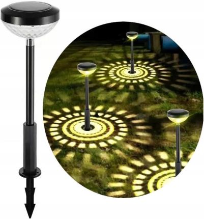 LAMPA SOLARNA WBIJANA UFO MOZAIKA CIEPŁA BIEL