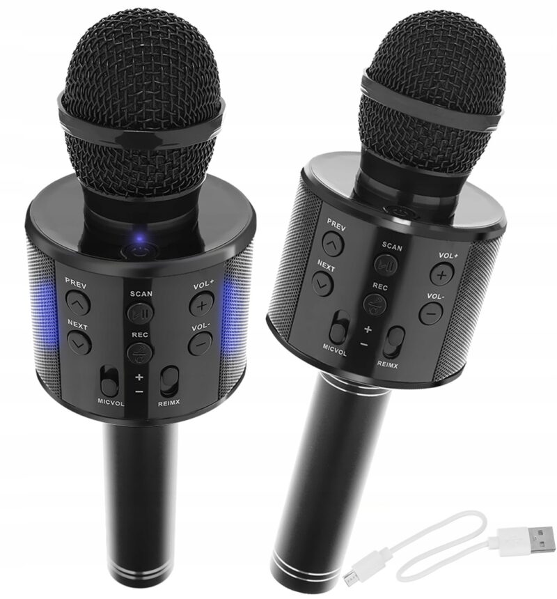 MIKROFON KARAOKE BLUETOOTH DLA DZIECI CZARNY - obrazek 2